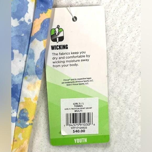 Prince Girls Fashion Print Tennis Skort & Top Set Multicolor Size Lg (14) NWT - Picture 14 of 14